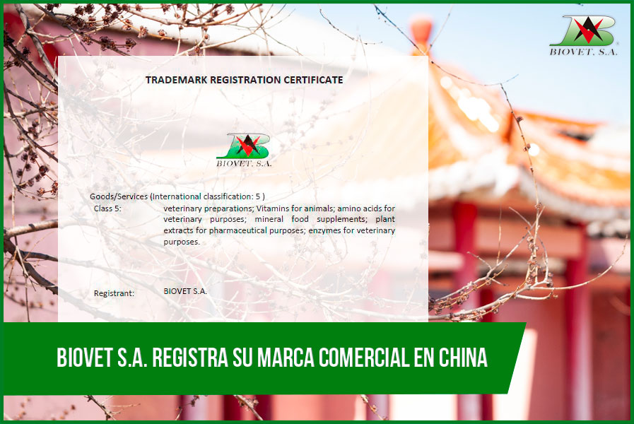 Biovet S.A. registers its commercial trademark in China