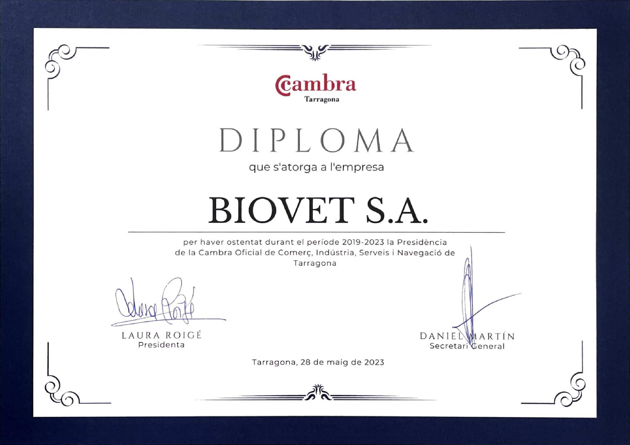 Biovet S.A. recibió el reconocimiento de la Cámara de Comercio de Tarragona