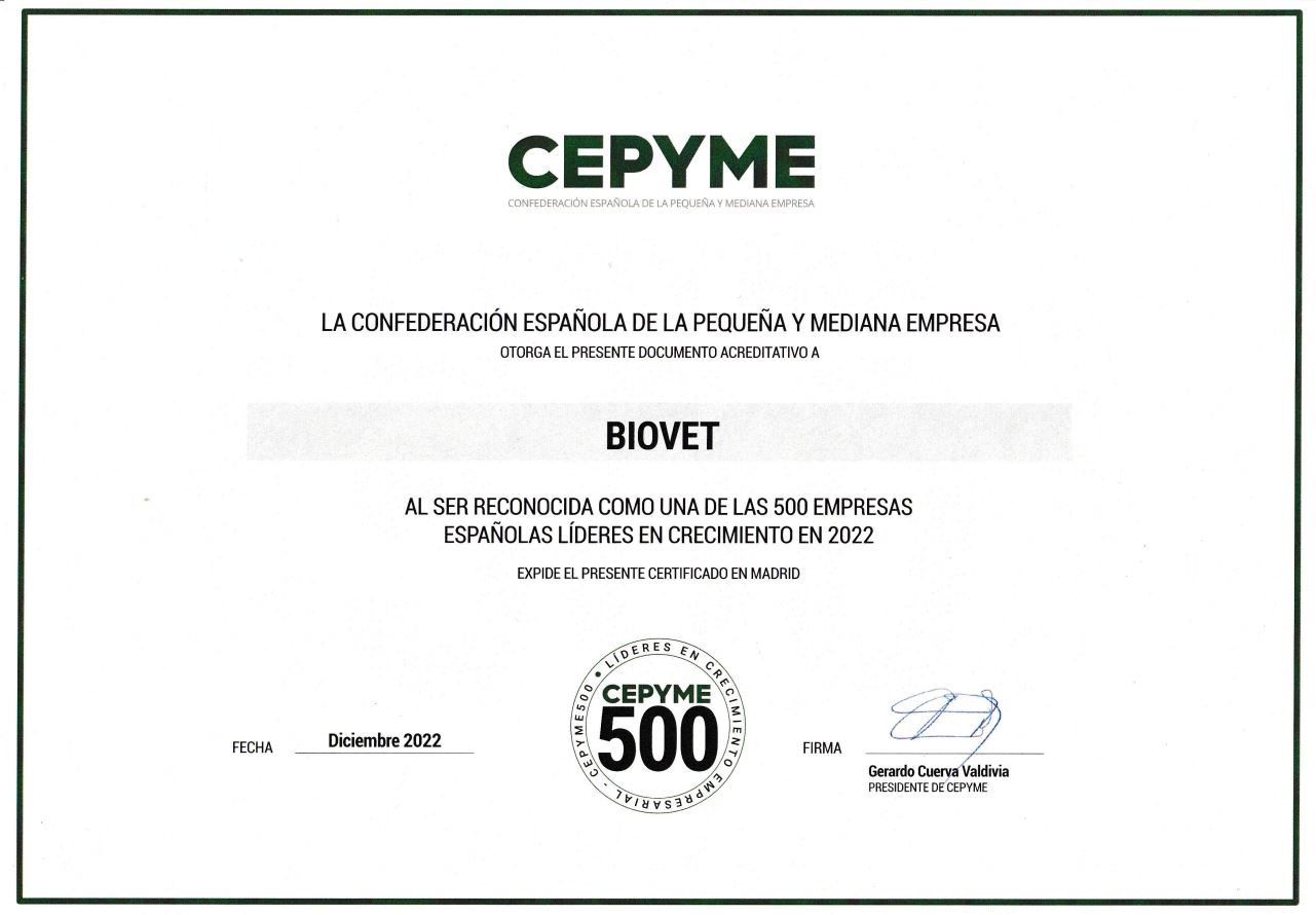 Biovet, S.A. selected in the top 500 companies