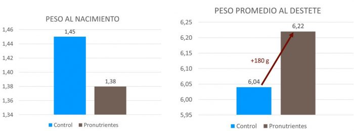 Peso promedio al nacimiento y al destete