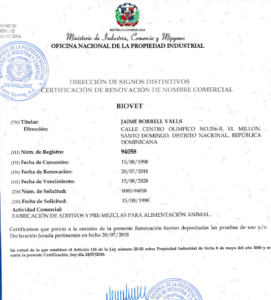 Biovet S.A. renueva la marca comercial en República Dominicana